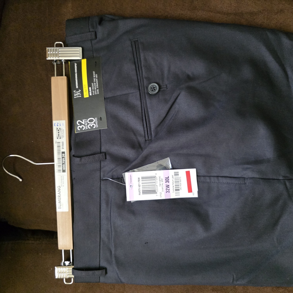 INC International Concepts Black Dress Pants Tailored Flat Front ***32X30***